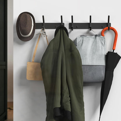 VAEHOLD Coat Hooks Wall Hook for Hanging Clothes Robes Towels Hats Heavy Duty Coat Hanger Coat Rack Wall Mount with 3 Hooks - Black