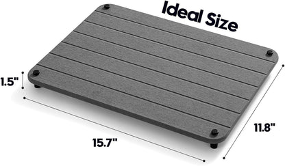 Stone Dish Drying Mat for Kitchen Counter, Water Absorbing Bathroom Tray Sink Organizer, Diatomaceous Earth Countertop Dish Rack Riser Sponge Holder Soap Dish, Dark Gray, 16" x 12"