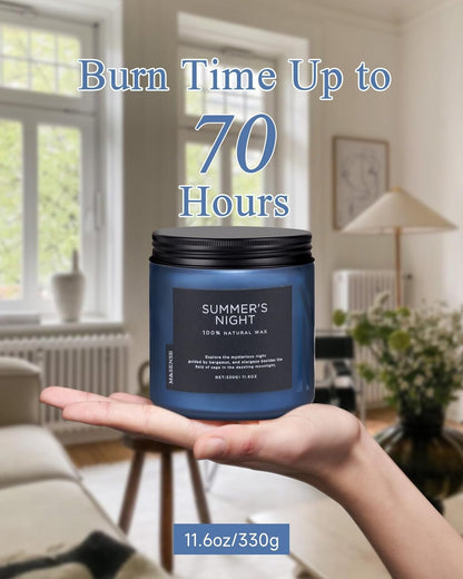 M&SENSE Summer's Night Scented Candle, 11.6oz Natural Soy Wax Clean Non Toxic for Home, Medium 2 Wick Gifts for Men, Up to 70 Hours Burn Time, Manly Candles for Bedroom