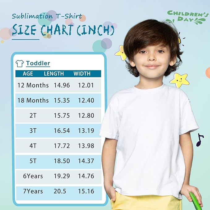 4 Pack Toddler Blank Sublimation T-Shirt,Modal Crew Neck Short Sleeve, T-Shirt for Kids Baby Children