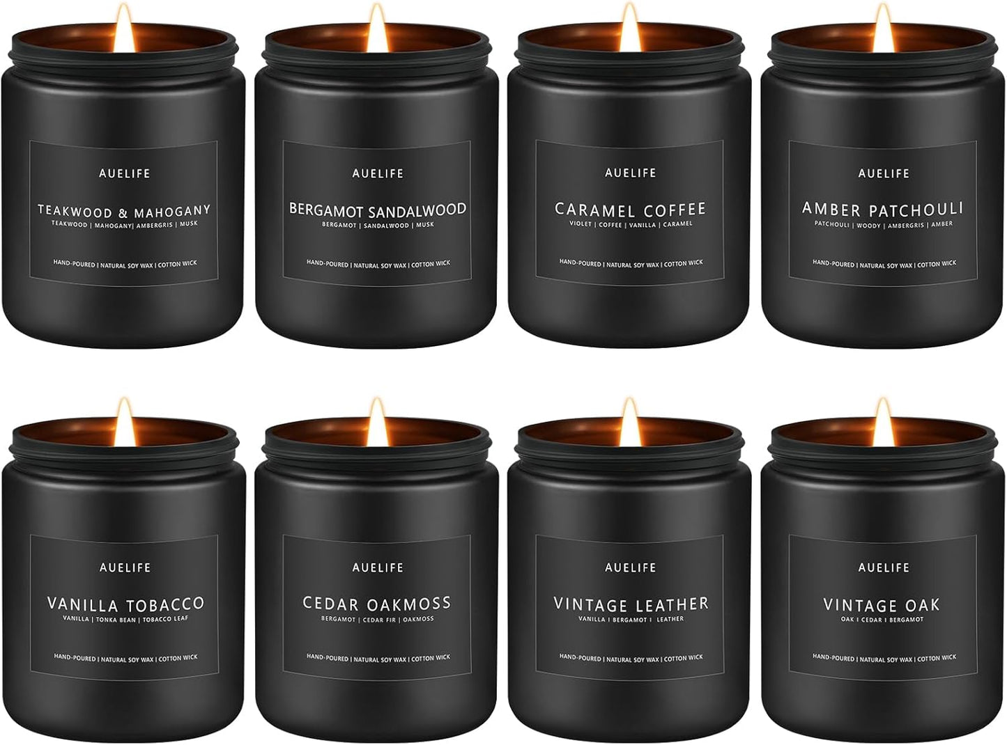 Scented Candles Set - 8 Pack Soy Jar Candle for Home Scented, Aromatherapy Candle Gifts for Men, Women and Birthday, Masculine Home Fragrance Candle