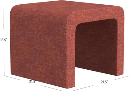 Modern Channel Pink Chenille Foot Stools Ottoman Home Décor, Soft Ottoman Foot Rest Chair for Bedroom and Living Room, Vanity Chair and Stool in Dressing Area, and Lounge