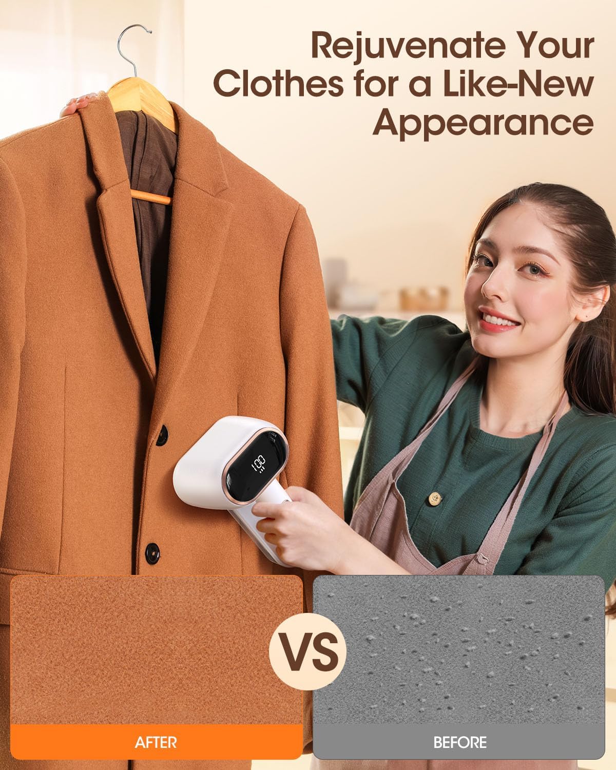 Fabric Shaver and Lint Remover, 6 Stainless Steel Blades, Dual-Head Rechargeable Sweater Shaver with LED Display, 3 Speeds, Electric Defuzzer for Clothes, Fuzz, Pills and Furniture