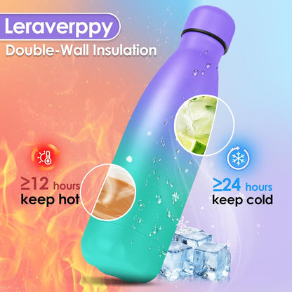 25oz Cola-Bottle Shaped Stainless Steel Leak-proof Water Bottle,Double Wall Vacuum Insulated Metal,Travel Mug For Sports Indoors & Outdoors,BPA-Free Kids Flasks,Purple Green(4 Pack)