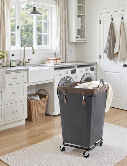 StorageWorks 160L Laundry Basket with Wheels, Large Rolling Hampers for Clothing Organizer, Dirty Clothes Basket for Hotel, Home, Closet, Dorm, Grey
