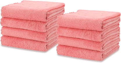 kimteny Kitchen Cloth Dish Towels, 13x28 Inches Premium Dishcloths, Super Absorbent Coral Velvet Microfiber Cleaning Cloths, Fast Drying Rags for Washing Dishes (13x28-8 Pack, Pink)