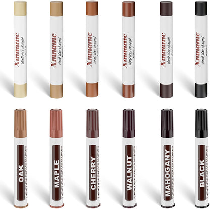 12 Colors Wood Filler Sticks Furniture Markers, Wood Floor Scratch Repair Kit for Repair Any Furniture Scratch, Scuffs, Cracks and Nail Holes on Wood Furniture, Floors, Doors, Cabinets, Tables