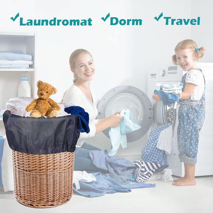 Heavy Duty Laundry Bag 2 Pack XL Nylon Laundry Bags with Straps, Washable Large Dirty Clothes Organizer with Drawstring Closure, Travel Washing Bag Fit a Laundry Hamper or Basket