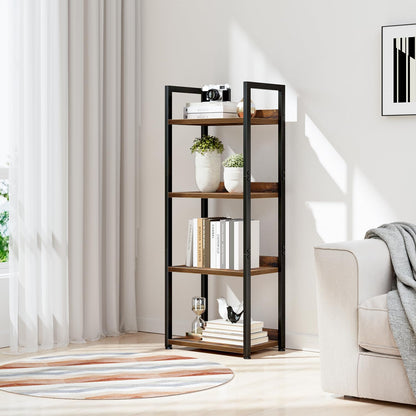 NUMENN Narrow Bookshelf, 4 Tier Bookshelves, Home Office Bookcase Shelf Storage Organizer, Free Standing Storage Shelving Unit for Bedroom, Living Room and Home Office, Vintage