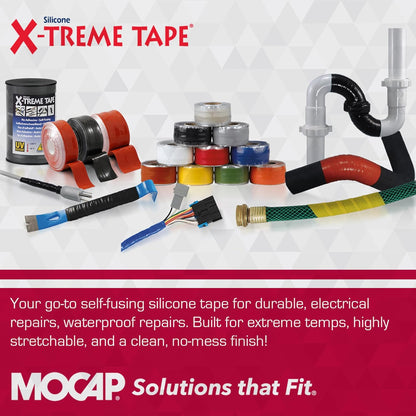 X-Treme Tape MOCAP Heavy Duty Electrical Tape, Self-Fusing Silicone Rubber, Waterproof & Insulating Flexible Tape, Electrical for Hose, Automotive, Outdoor & Repairs - 1" x 10ft Roll - Black