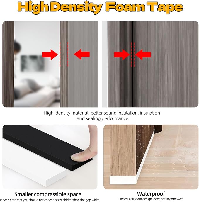 1 in Wide x 1/8 in Thick x 33FT Foam Weather Stripping Door Seal,Window Sealing Tape，Single-Sided Self-Adhesive Insulation Sealing Strip White