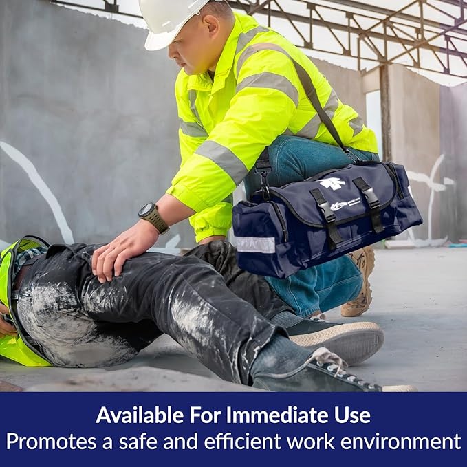 MFASCO First Aid Kit - Fully Stocked Portable Reflective Bag -First Responder Emergency Response Kit-for Natural Disaster Preparedness-Customizable Storage-Includes 415 Pcs First Aid Supplies- Blue