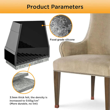 Square Chair Leg Protectors for Hardwood Floors,16 Pcs Silicone Felt Furniture Legs Caps to Prevent Floor from Scratches and Reduce Noise, Easy to Move, (Black, Fit: 0.866-1.14").