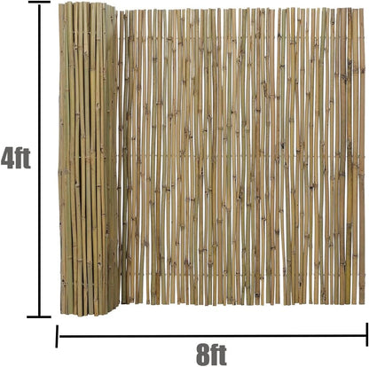 4Ft High x 8 Ft Long x 0.7In D Bamboo Fencing, Natural Bamboo Fence Rolls, Eco-Friendly Privacy Fencing for Outdoor Balcony Patio Garden Border Pool