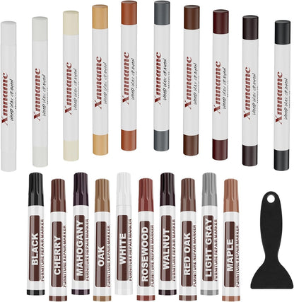 Wood Filler Sticks, 20 Colors Furniture Repair Kit, Wax Crayons for Touch-ups and Repairs, for Floors, Cabinets, Tables and Doors, Wood Wax,Crayons for Repairing Scratches