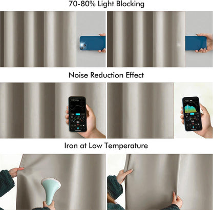 MIULEE Stone Back Tab Blackout Curtains 72 Inches Long 2 Panels Set for Living Room Bedroom Privacy, Rod Pocket/Pinch Pleat Thermal Insulated Room Darkening Pleated Light Blocking Drapes