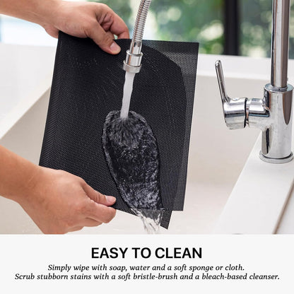 LEXMORE Placemats Set of 4 Vinyl/Plastic Woven Place Mats for Kitchen Table Indoor/Outdoor Washable Placemat Wipeable Dining Table Mats(A-Black)