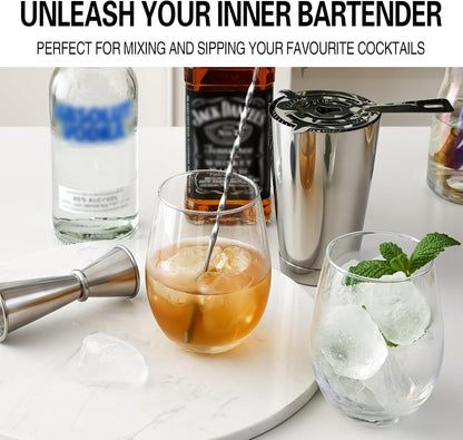 Stemless Wine Glasses Set of 6, 18 Ounces Red & White Wine Glasses for Party, Lead-free, Ideal Wine Accessories Gift (Clear)