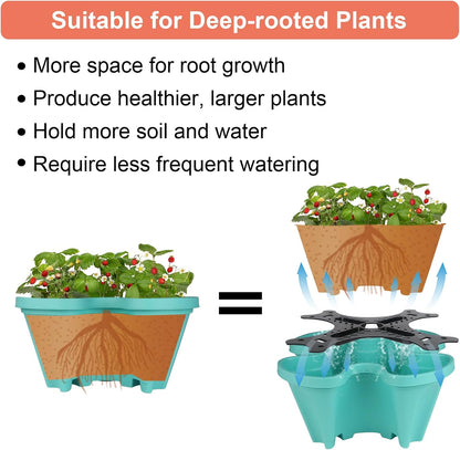 DUNCHATY Stackable Vertical Garden Planter with Tool Set, Self Watering 7 Tier Herb Planter for Indoor/Outdoor Growing, Teal