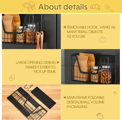 2 Pack Magnetic Shelf for Fridge Fruit Storage Container Fridge Magnetic Baskets Fruit Potato Onion Storage Bins, Pantry Organizer Refrigerator, Kitchen Counter, Cabinet, 12.4 x 7.9 x 5 Inch