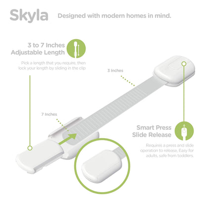 Baby Proofing Child Safety Locks (16 Pack) by Skyla Homes - The Safest, Quickest and Easiest 3M Adhesive Cabinet Latches, No Screws & Magnets, Multi-Purpose for Furniture, Kitchen, Ovens, Toilet Seats