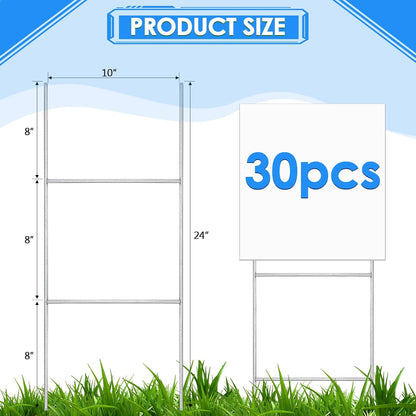 30 Pcs H Stakes for Yard Signs 24'' x 10'' Metal Heavy Duty H Frame Lawn Wire Stakes Weatherproof Metal Sign Holder Bulk for 4mm 5mm Corrugated Signs Board Guidepost Yard House Garden Decor