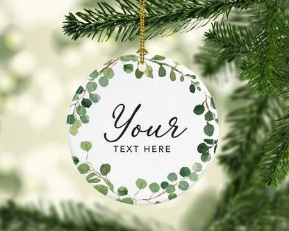Andaz Press Personalized Round Ceramic Porcelain Christmas Tree Ornament Gift, Your Text Here, Farmhouse Eucalyptus Wreath, 1-PackGirl's Grandchild Niece Birthday Ideas