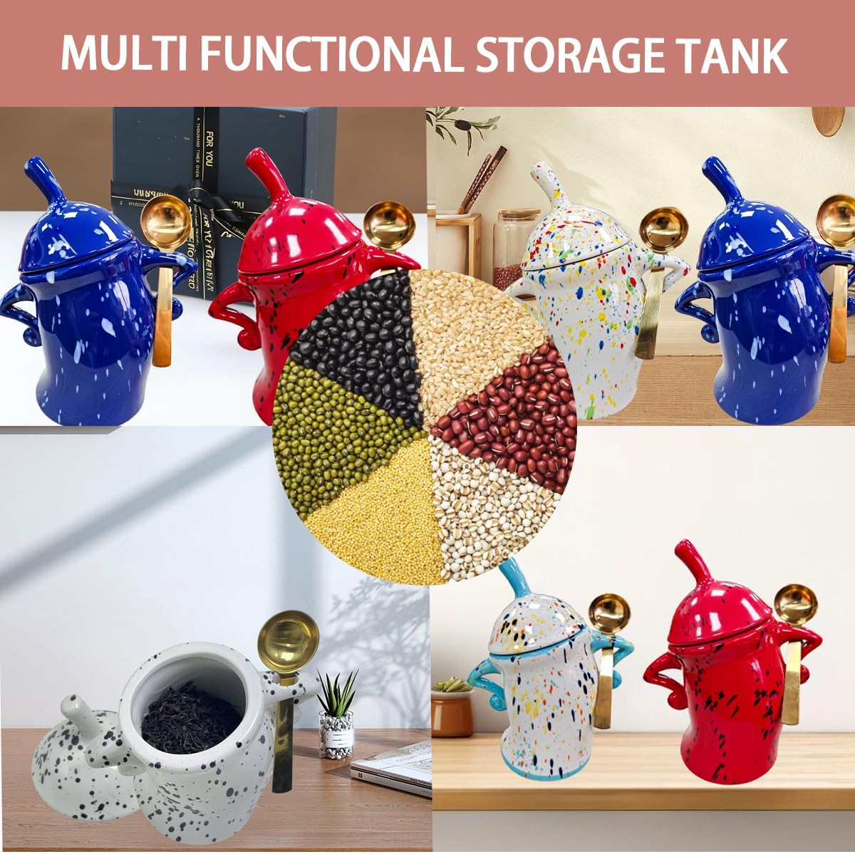 Ceramic Kitchen Canister with Silicone Seal Lid,Modern Elegant Design Airtight Lid Storage Food Jar Canister for Kitchen Sugar Coffee Tea Spice or More (White)