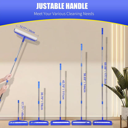 COBETE 13.77" Large Extra Sticky Lint Roller, 69.88" Long Handle Lint Remover with 6 Rollers for Clothes, Cat Dog Pet Hair, Furniture, Couch, Carpet, Floor，Painted Wall Cleaner Mop Dust Cleaning