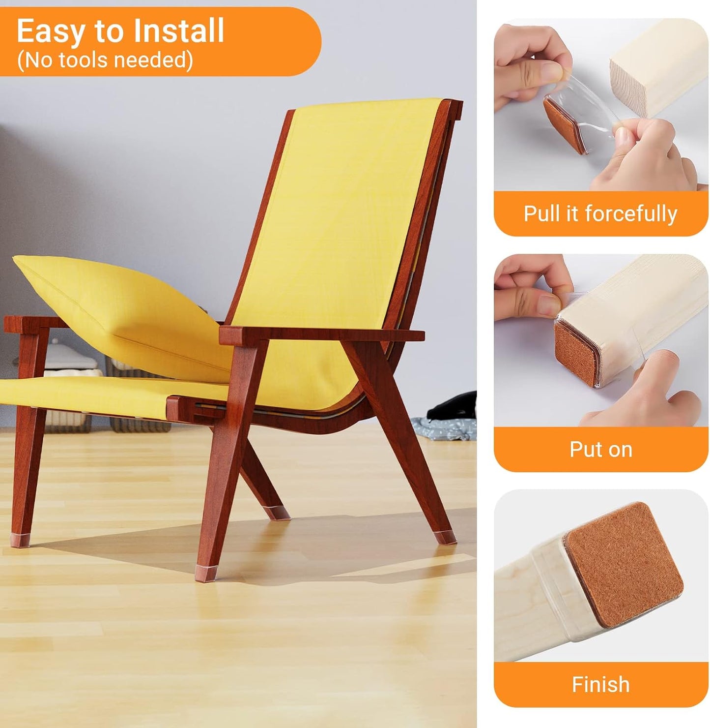 36 Pcs Square Chair Leg Floor Protectors, Felt Furniture Pads for Hardwood Floors, Chair Leg Protectors for Hardwood Floors, Floor Protectors for Chairs, No Scratches and Reduce Noise - Small Size