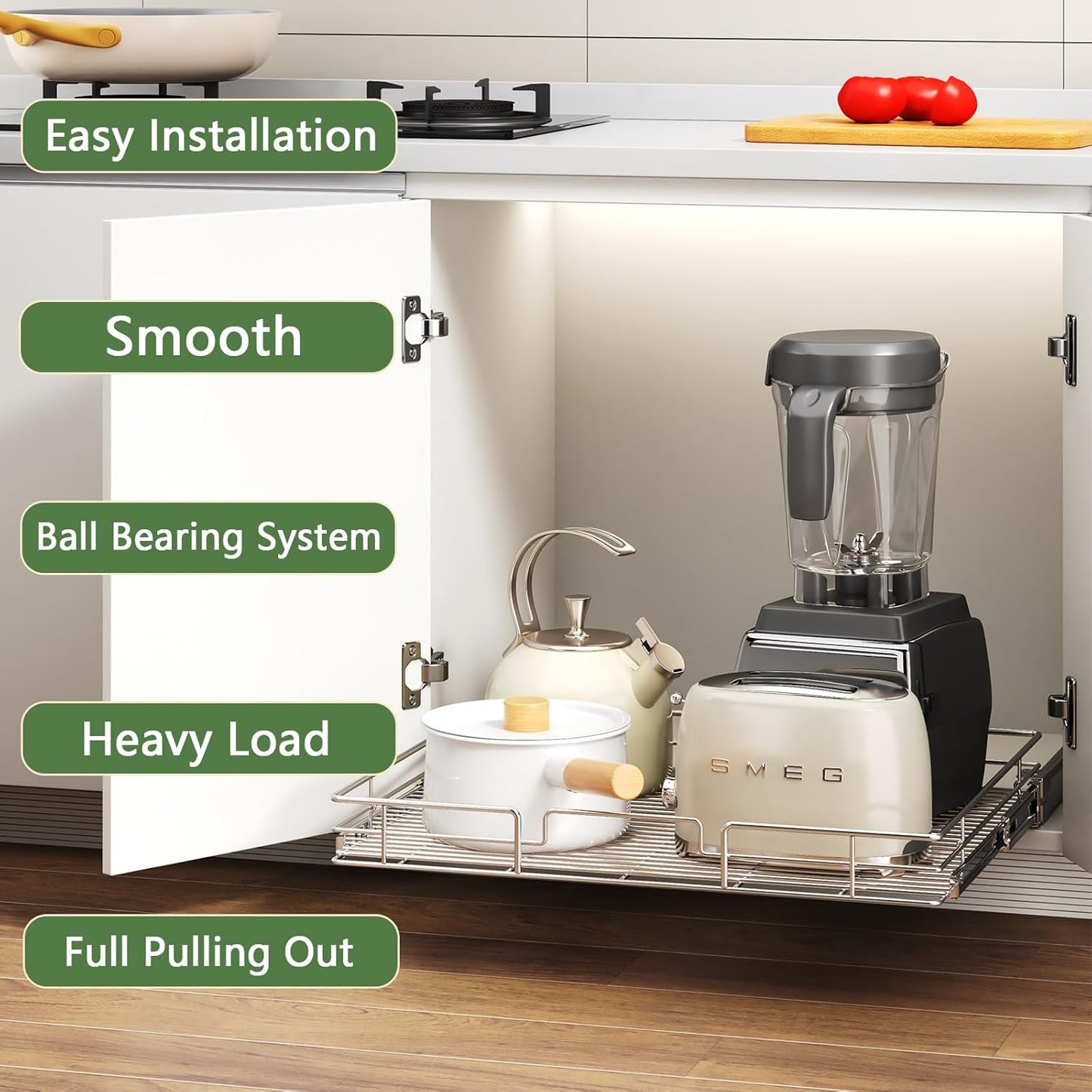 Pull Out Cabinet Organizer 31½" W x 21½" D, Heavy Duty Cabinet Pull Out Shelves, Slide Out Drawers Organization for Kitchen Cabinets Bathroom