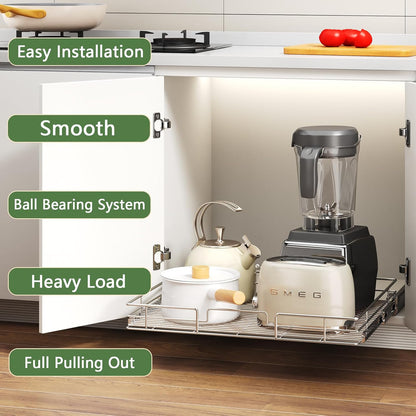 Pull Out Cabinet Organizer 28½" W x 21½" D, Heavy Duty Cabinet Pull Out Shelves, Slide Out Drawers Organization for Kitchen Cabinets Bathroom