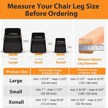 36Pcs Black Square Chair Leg Floor Protectors, Felt Furniture Pads for Hardwood Floors, Chair Leg Protectors for Hardwood Floors, Floor Protectors for Chairs, Reduce Noise - Large, Black