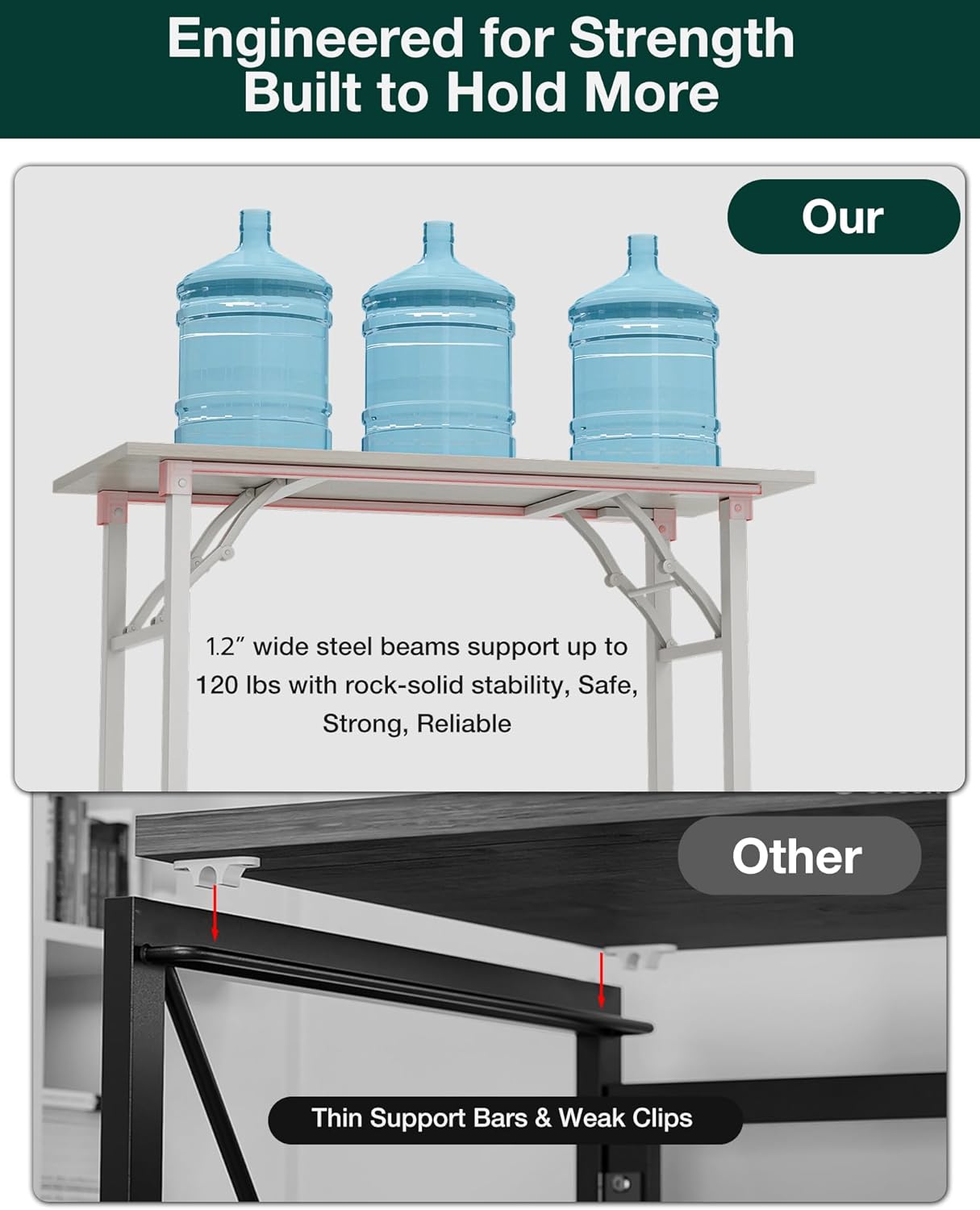 Frylr Small Folding Computer Desk – Portable 55.1 Inch Foldable Laptop Table, Collapsible and Compact for Easy and Fast Setup, Lightweight for Small Spaces, Home Craft and Study Use, White Ash