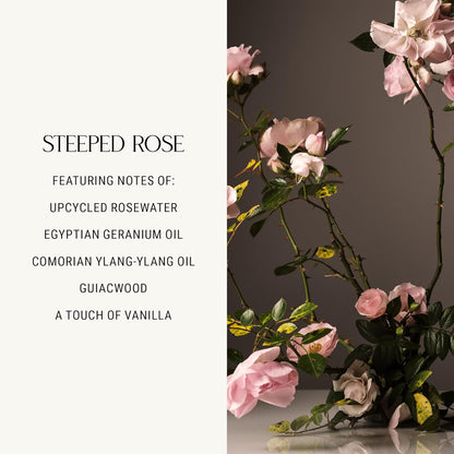 Homecourt Luxury Scented Candle, 60-Hour Burn Time, Soy Wax Blend & Organic Cotton Wick, Kiln-Fired Reusable Ceramic Vessel, Steeped Rose, 8 oz