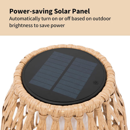 Large Patio Solar Powered Lantern for Garden Outdoor Decorative Floor Lamp Water-Resistant Wicker Lights for Deck Backyard