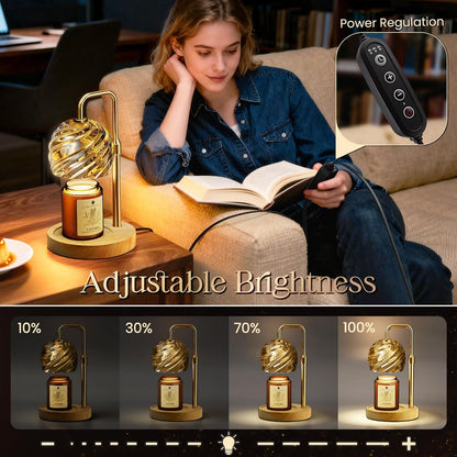 WarmEmbrace Candle Warmer Lamp with Lavender Candle Set, Electric Wax Warmer Lamp with Auto Timer & 4 Dimmable Lights, Adjustable Height for Jar Candles, Elegant Home Decor Gift for Women, Gold