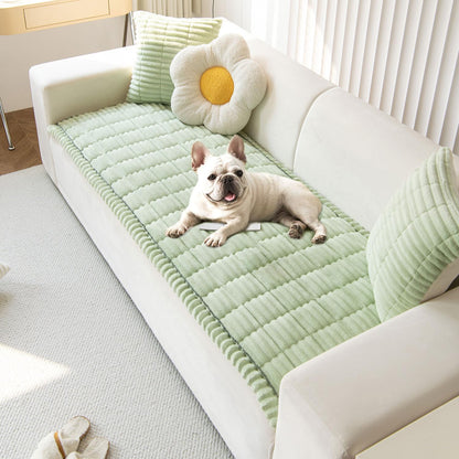 OTOB Dog Couch Covers for 3 Cushion Washable Non Slip Plush Pet Friendly Bed Mat Sofa Cover for Dogs, All Seasons Cozy Soft Fuzzy Furniture Protector Sofa Slipcovers (Matcha Green, 27.6" x 59.1")