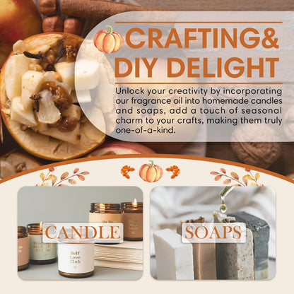 SALKING Apple Cinnamon Fragrance Oil, 120ml (4 Fl Oz) Premium Essential Oils for Diffuser, Candle Scents for Candle Making, Soap Making Supplies, Autumn Diffuser Oil, Halloween Thanksgiving Gift