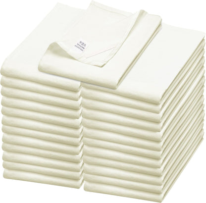 WHITEWRAP Flour Sack Towels| Tea Towel for Crafts| Kitchen Dish Cotton Blank Towel for Embroidery|Baking Bread Proofing Linen Cover| Thick Absorbent Quick Dry| 24 Pack 18"x28"Natural