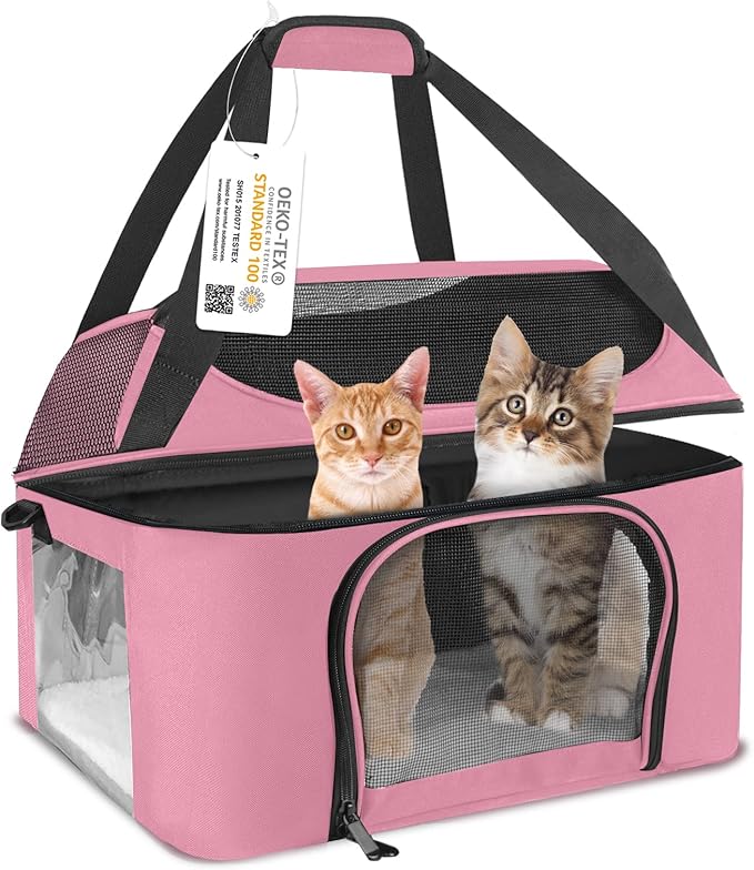 Cat Carrier Bag Backpack Dog Carrier for Pets Up to 20 Lbs Portable Breathable Collapsible Pet Carrier for Cats Kitten Puppy Small Dogs - Pink