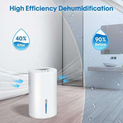Dehumidifier, Dehumidifier for Home, 68 OZ Water Tank, Small Dehumidifiers for Bedroom (800sq.ft) with 7 LED Lights, Ultra Quiet & Auto Shut off, Bathroom, Basement, Closet, Garage, RV. (White)