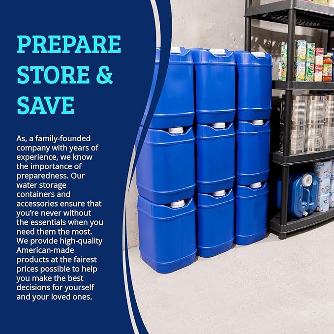 Green Goods Saratoga Farms 5-Gallon Stackable Water Storage Containers, Emergency Water Storage for Camping and Disaster Preparedness, 10 Gallons