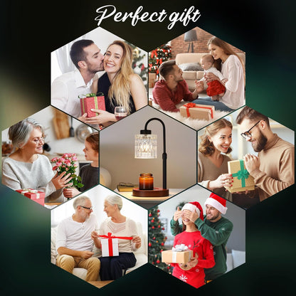 Black Candle Warmer Lamp with Dimmer and Timer,Home Decor Lamp for Scented Jar,Electric Wax Melt Warmer,Mother's Day/Birthday/Christmas Gifts for Mom/Wife,Adjustable Height,with 2 Bulbs