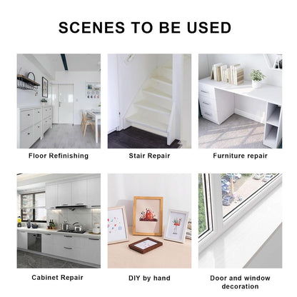 BOMEI PACK Wood Grain Repair Tape,Self Adhesive Repair Patch for Furniture, Floors, Cabinets, Windows, Doors, RV, Home Decor and DIY Projects (1, White)