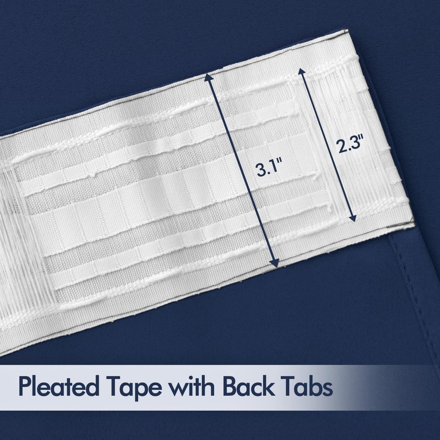 MIULEE Navy Blue Back Tab Blackout Curtains 102 Inch Long 2 Panels Set for Bedroom, Rod Pocket/Pinch Pleated Thermal Insulated Living Room Darkening Light Blocking Floor to Ceiling Drapes