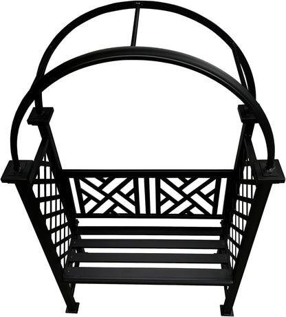 Black Aluminum Garden Arbor Arch with 2-Seater Bench