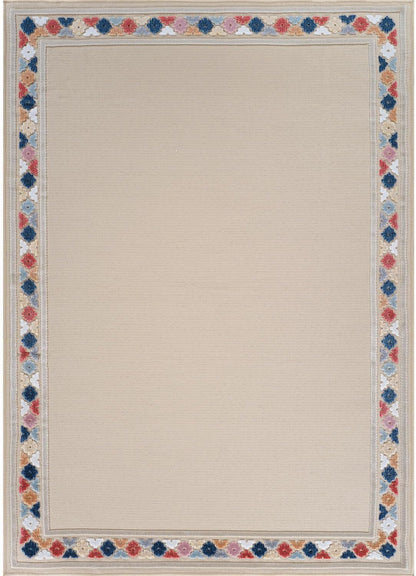 Beverly Rug Outdoor Rug 5x7 Modern Bordered Area Rugs for Indoor and Outdoor Patio Easy to Clean Non Shedding Living Room Porch Garden Washable Outside Carpet (5 x 7 Beige)