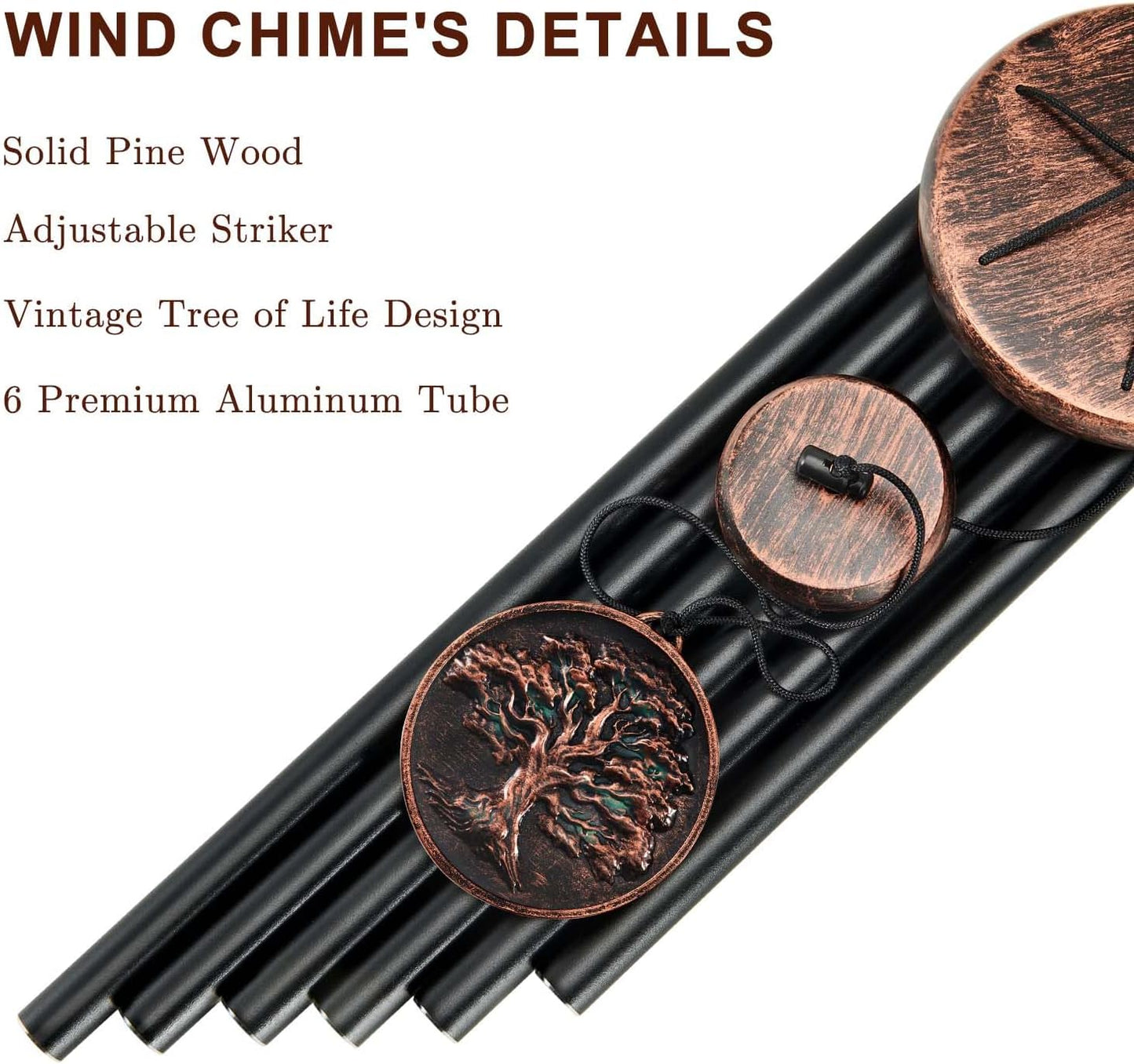 Wind Chimes for Outside, Tree of Life Deep Tone Vintage Wind Chime Outdoor Clearance, Sympathy/Memorial/Festivals/Birthday Gift for Mom Dad Grandma, Home Garden Patio Decor (32" Tree of Life)