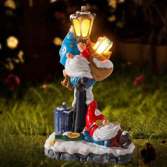 WINTS Solar Garden Gnome,Outdoor Gnome with Solar Lights Decor for Patio,Lawn,Yard,Balcony,Funny Gnomes Gifts for Women,Housewarming,Birthday